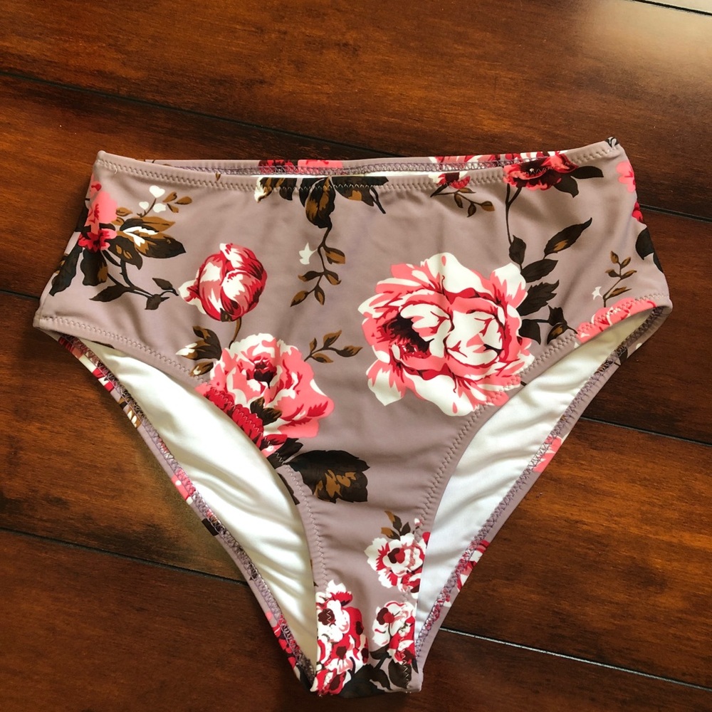 Floral high waisted bikini bottoms